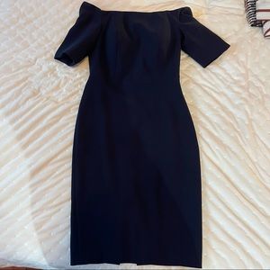 Calvin Klein Navy Blue Mildly Off The Shoulder Midi Formal Dress Size 2